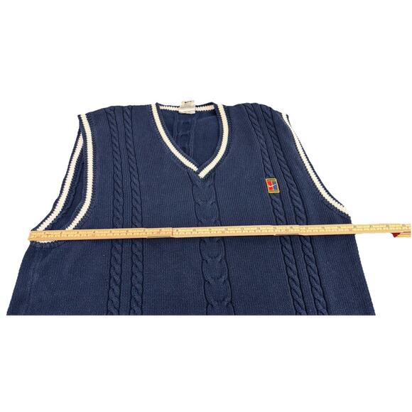 Vintage Nike court Knit Vest logo Men’s Size Large Navy And White Rare Alcaraz - Picture 4 of 6